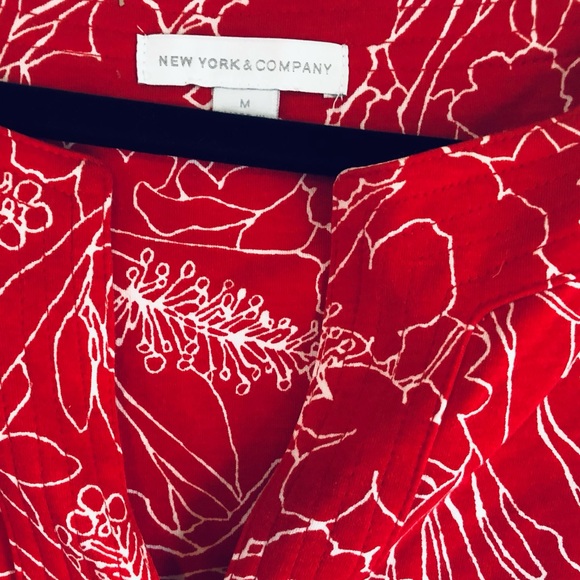 New York & Company Floral Dress Size  Medium Red White floral - Picture 3 of 5